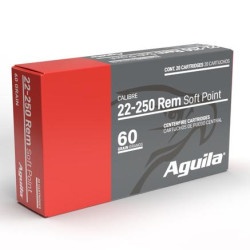 Aguila Rifle Ammunition 22-250 Rem 60gr SP 3240 fps 20/ct Aguila Rifle Ammunition 22-250 Rem 60gr SP 3240 fps 20/ct
