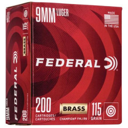 Federal Champion Training Handgun Ammuntion 9mm Luger 115 gr FMJ 1125 fps 200/ct Federal Champion Training Handgun Ammuntion 9mm Luger 115 gr FMJ 1125 fps 200/ct
