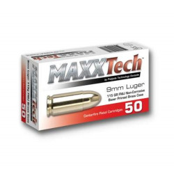 Maxxtech 9mm Ammunition PTGB9MMB 115 Grain Full Metal Jacket 50 rounds Maxxtech 9mm Ammunition PTGB9MMB 115 Grain Full Metal Jacket 50 rounds
